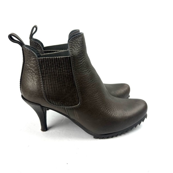 Pedro Garcia Yoad Ankle Boot Heel 37 Brown Leather Slip On Bootie Made In Spain - Picture 6 of 13